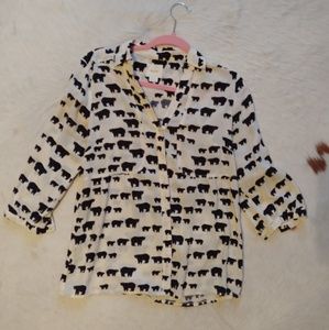 Anthropologie black bear blouse